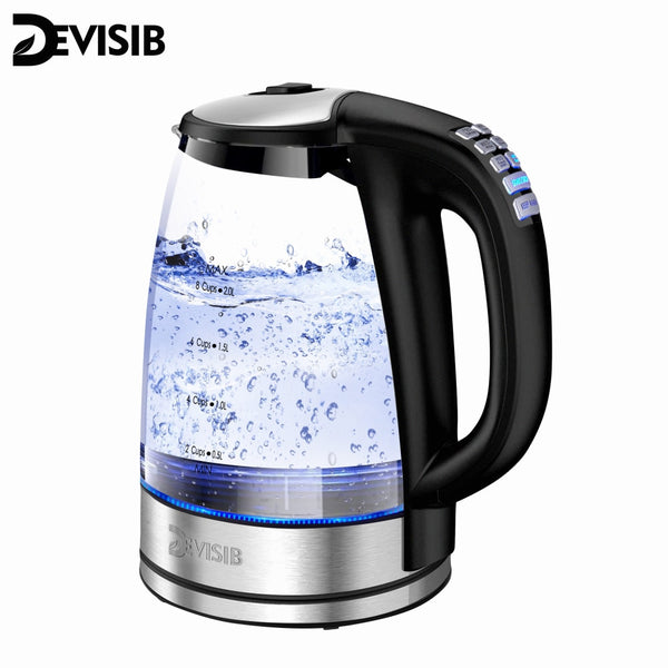 DEVISIB Electric Kettle Temperature Control 4Hours Keep Warm Teapot 2L Glass Tea Coffee Hot Water Boiler BPA Free Home Appliance